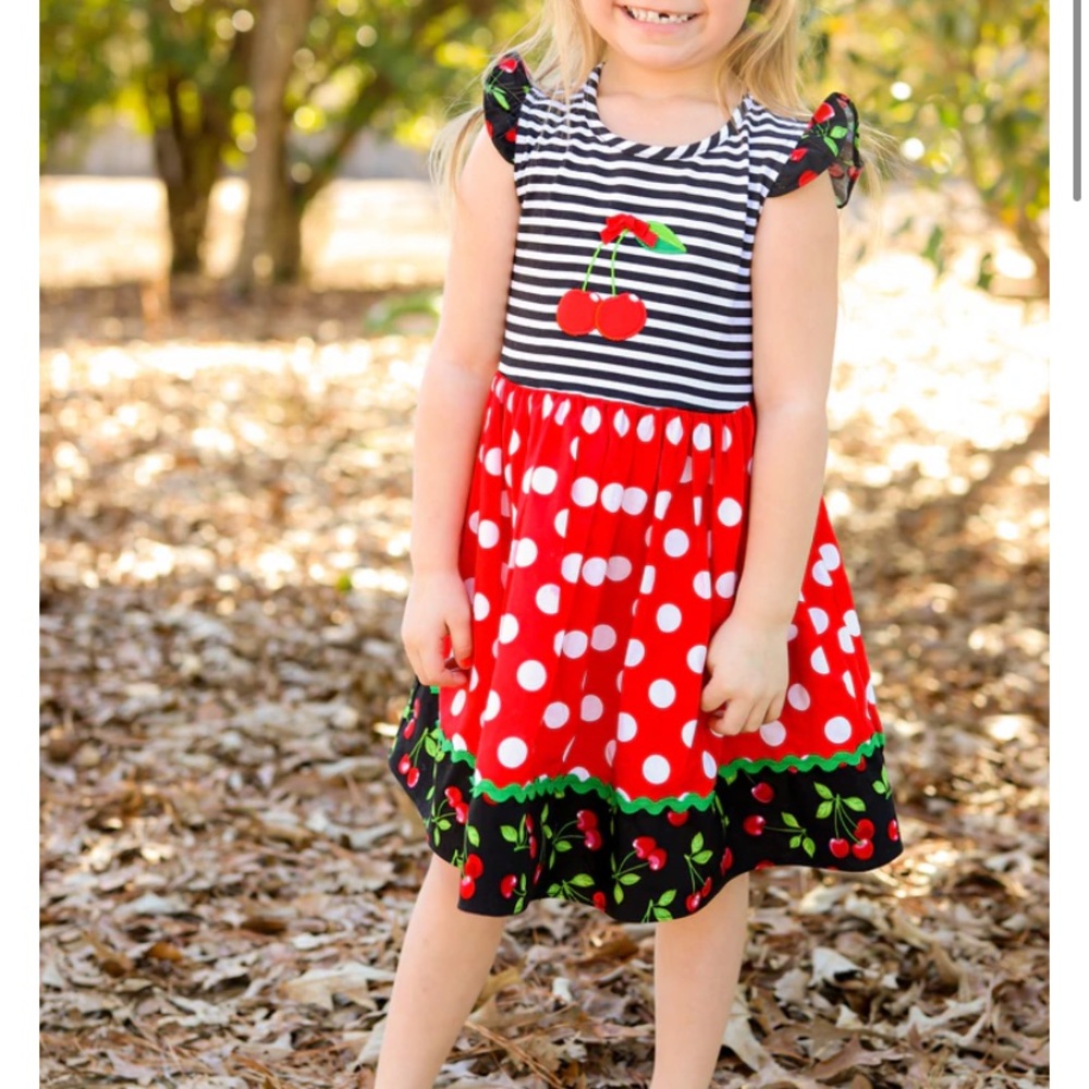 🚨 SOLD Ricrac & Ruffles Cherry Dress - Picture 3 of 6
